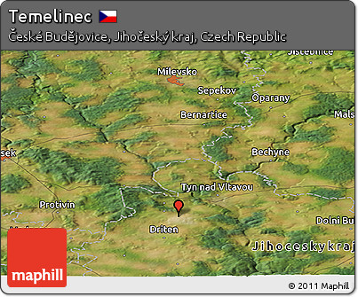 Satellite Panoramic Map of Temelinec
