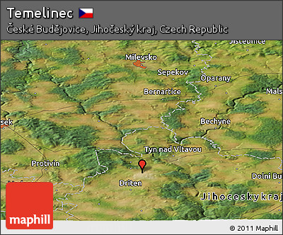 Satellite Panoramic Map of Temelinec