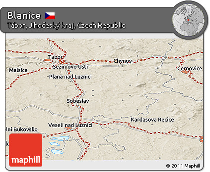 Shaded Relief Panoramic Map of Blanice