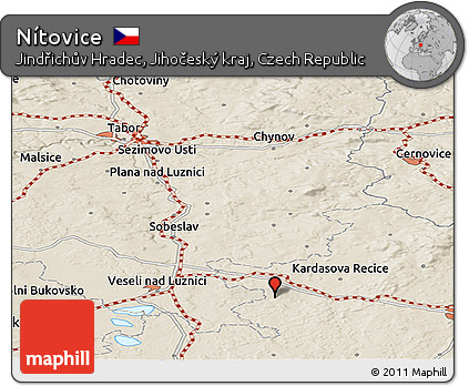 Shaded Relief Panoramic Map of Nítovice