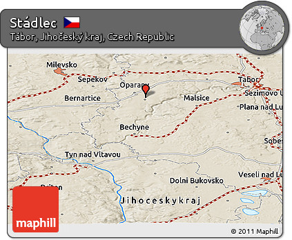 Shaded Relief Panoramic Map of Stádlec