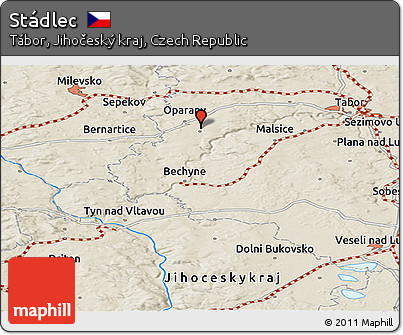 Shaded Relief Panoramic Map of Stádlec