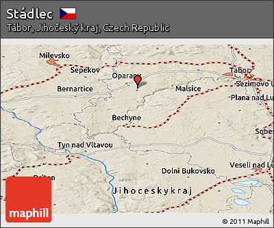 Shaded Relief Panoramic Map of Stádlec
