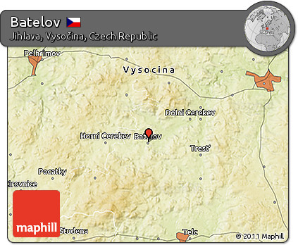 Physical 3D Map of Batelov