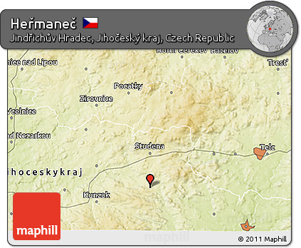 Physical 3D Map of Heřmaneč