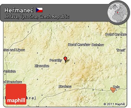 Physical 3D Map of Heřmaneč