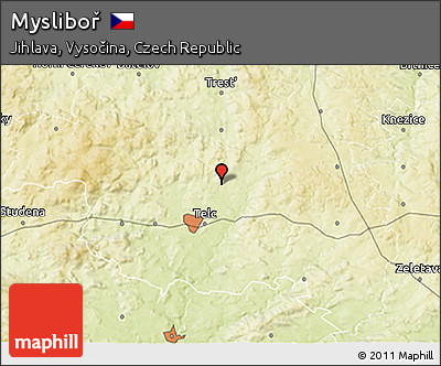 Physical 3D Map of Mysliboř