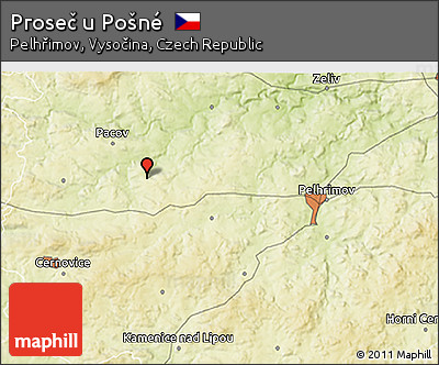 Physical 3D Map of Proseč U Pošné