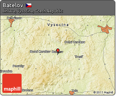Physical 3D Map of Batelov
