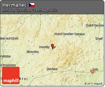 Physical 3D Map of Heřmaneč