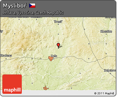 Physical 3D Map of Mysliboř