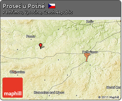 Physical 3D Map of Proseč U Pošné
