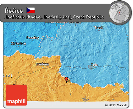 Political 3D Map of Řečice