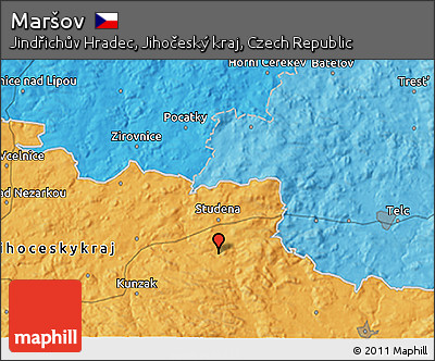 Political 3D Map of Maršov