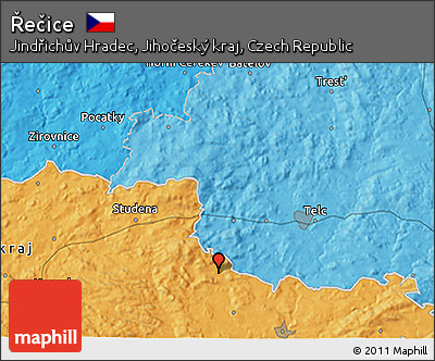 Political 3D Map of Řečice
