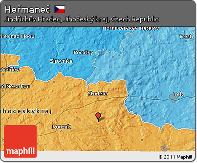 Political 3D Map of Heřmaneč
