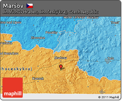 Political 3D Map of Maršov