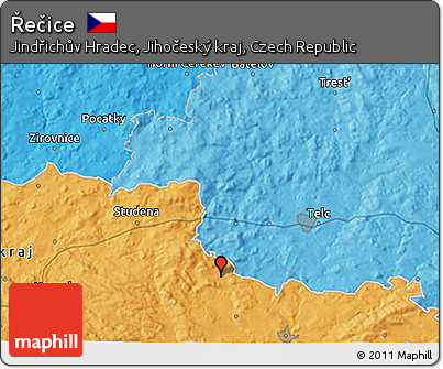 Political 3D Map of Řečice