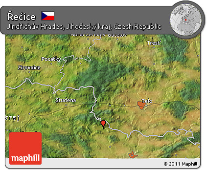 Satellite 3D Map of Řečice