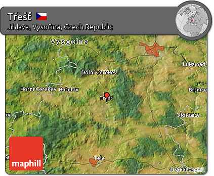 Satellite 3D Map of Třešť