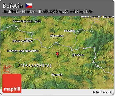 Satellite 3D Map of Bořetín