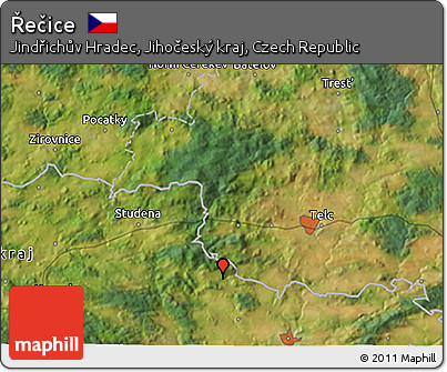 Satellite 3D Map of Řečice