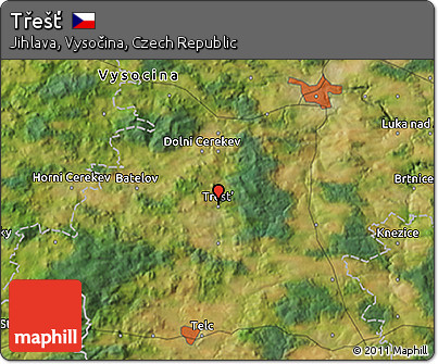 Satellite 3D Map of Třešť
