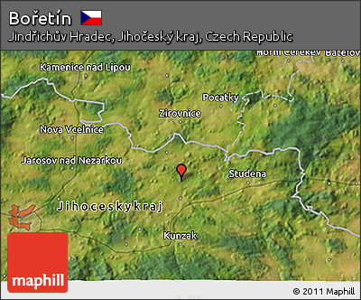 Satellite 3D Map of Bořetín