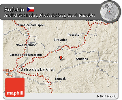 Shaded Relief 3D Map of Bořetín