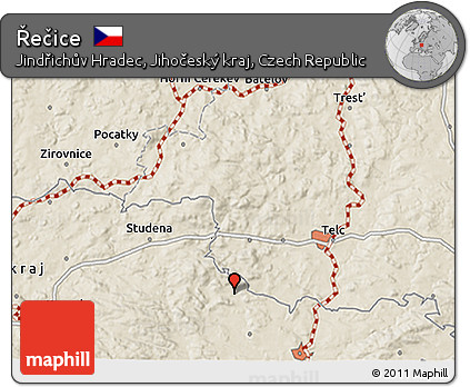 Shaded Relief 3D Map of Řečice