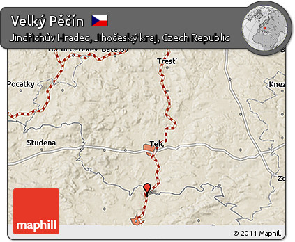 Shaded Relief 3D Map of Velký Pěčín