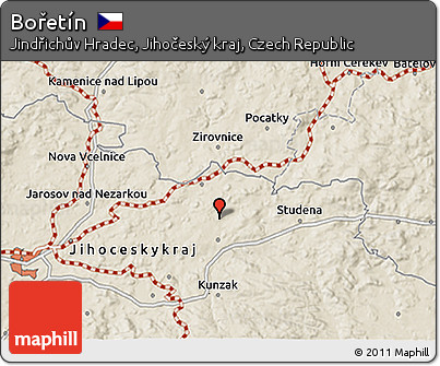 Shaded Relief 3D Map of Bořetín