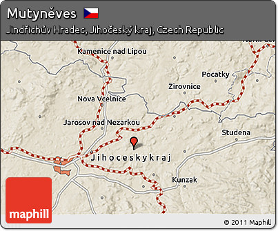 Shaded Relief 3D Map of Mutyněves