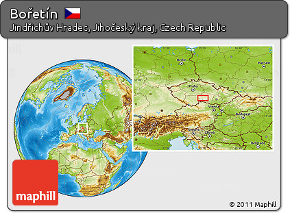 Physical Location Map of Bořetín