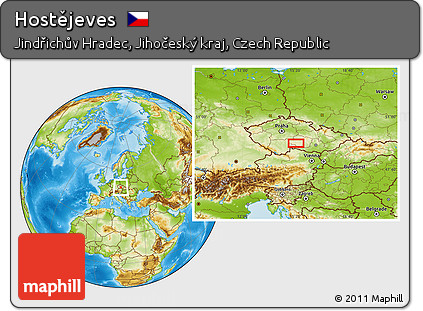 Physical Location Map of Hostějeves