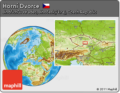 Physical Location Map of Horní Dvorce