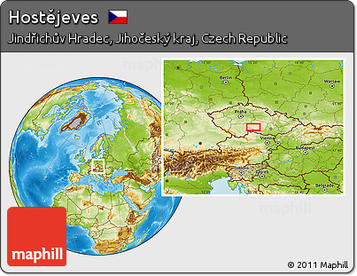 Physical Location Map of Hostějeves