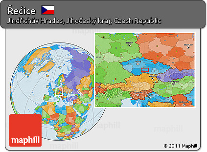 Political Location Map of Řečice
