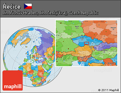 Political Location Map of Řečice