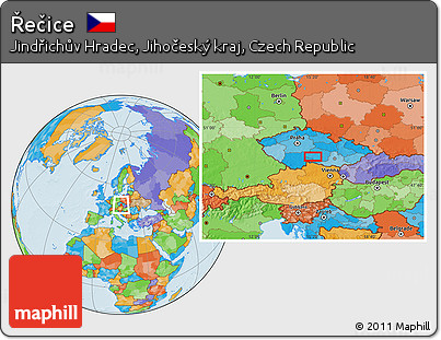 Political Location Map of Řečice