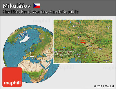 Satellite Location Map of Mikulášov