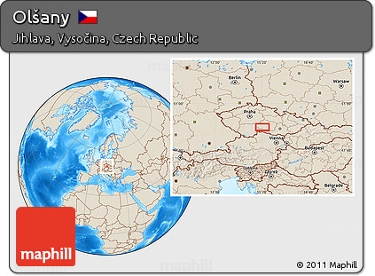 Shaded Relief Location Map of Olšany