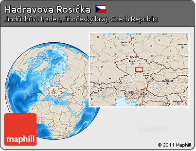 Shaded Relief Location Map of Hadravova Rosička