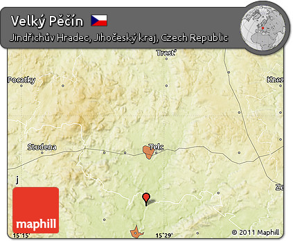 Physical Map of Velký Pěčín