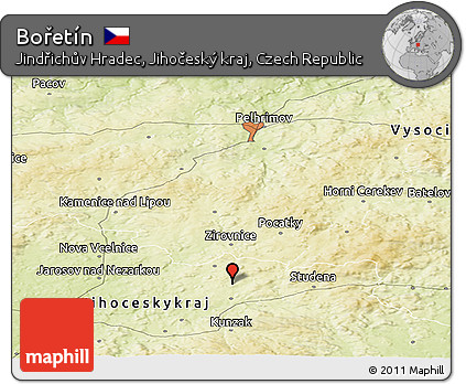 Physical Panoramic Map of Bořetín
