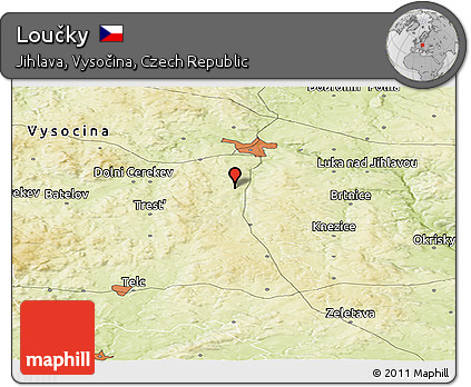 Physical Panoramic Map of Loučky