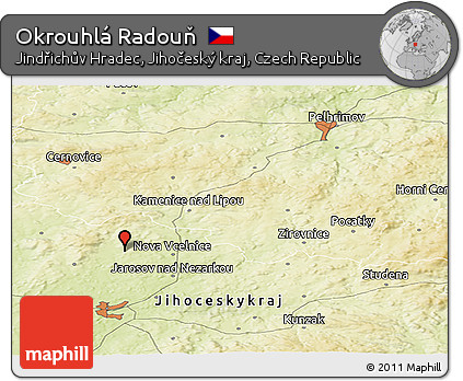 Physical Panoramic Map of Okrouhlá Radouň