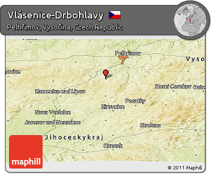 Physical Panoramic Map of Vlásenice-Drbohlavy