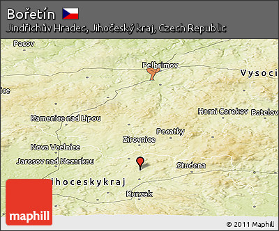 Physical Panoramic Map of Bořetín