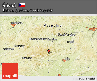 Physical Panoramic Map of Řásná